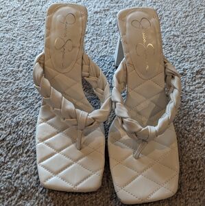 Jessica Simpson Thong Heel Sandal White Sz 9